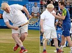 boris becker he ain't! london mayor takes to the queen's court for charity match organised by andy murray